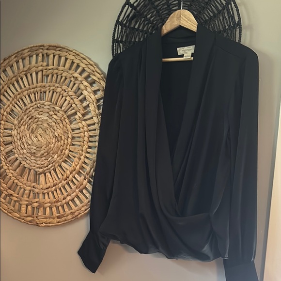 Band of Gypsies Black Wrap Blouse Long Sleeve - Picture 1 of 5